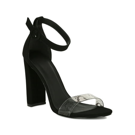 

Women Transparent Open Toe Ankle Strap Chunky Heel Sandal 19101
