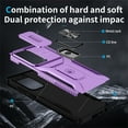 thumbnail image 3 of ELEHOLD for Samsung Galaxy S23 Ultra Heavy Duty Case Shockproof Anti-Scratch with Built-in Magnetic Rotation Ring Holder Stand Case,Rugged Non-Slip Slide Lens Protector Hard Case Cover, purple, 3 of 8