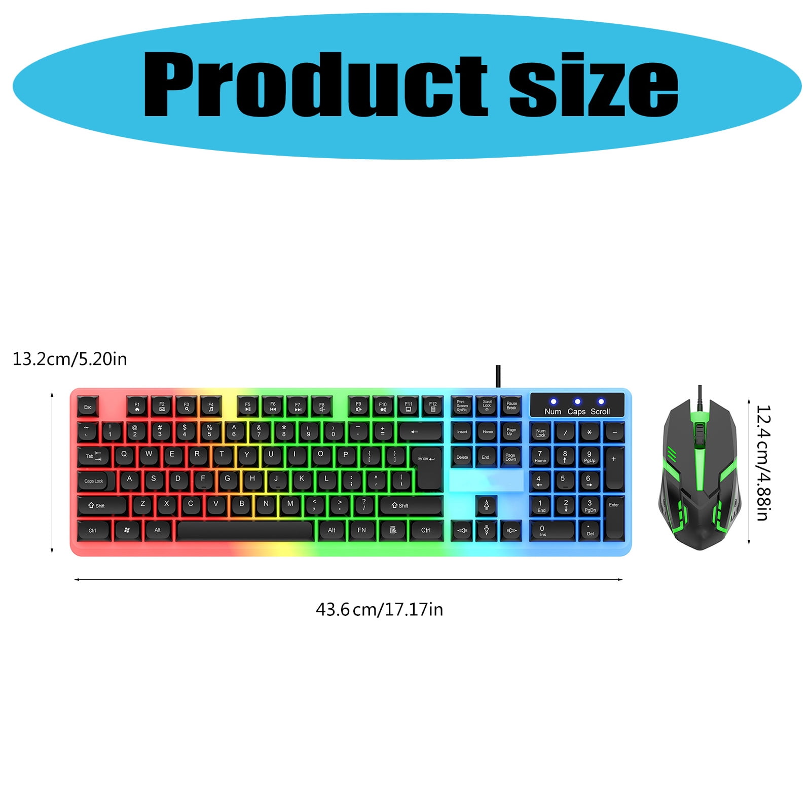 LED Backlit Large Size USB Corded Mechanical Feeling Multimedia Gaming Keyboard Combo Keyboard for Work