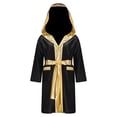 thumbnail image 1 of Yeahdor Kids Boys Boxing Robe Martial Art Muay Thai Uniform Long Sleeve Kick Boxing Hooded Robe Outfits Black 8, 1 of 7
