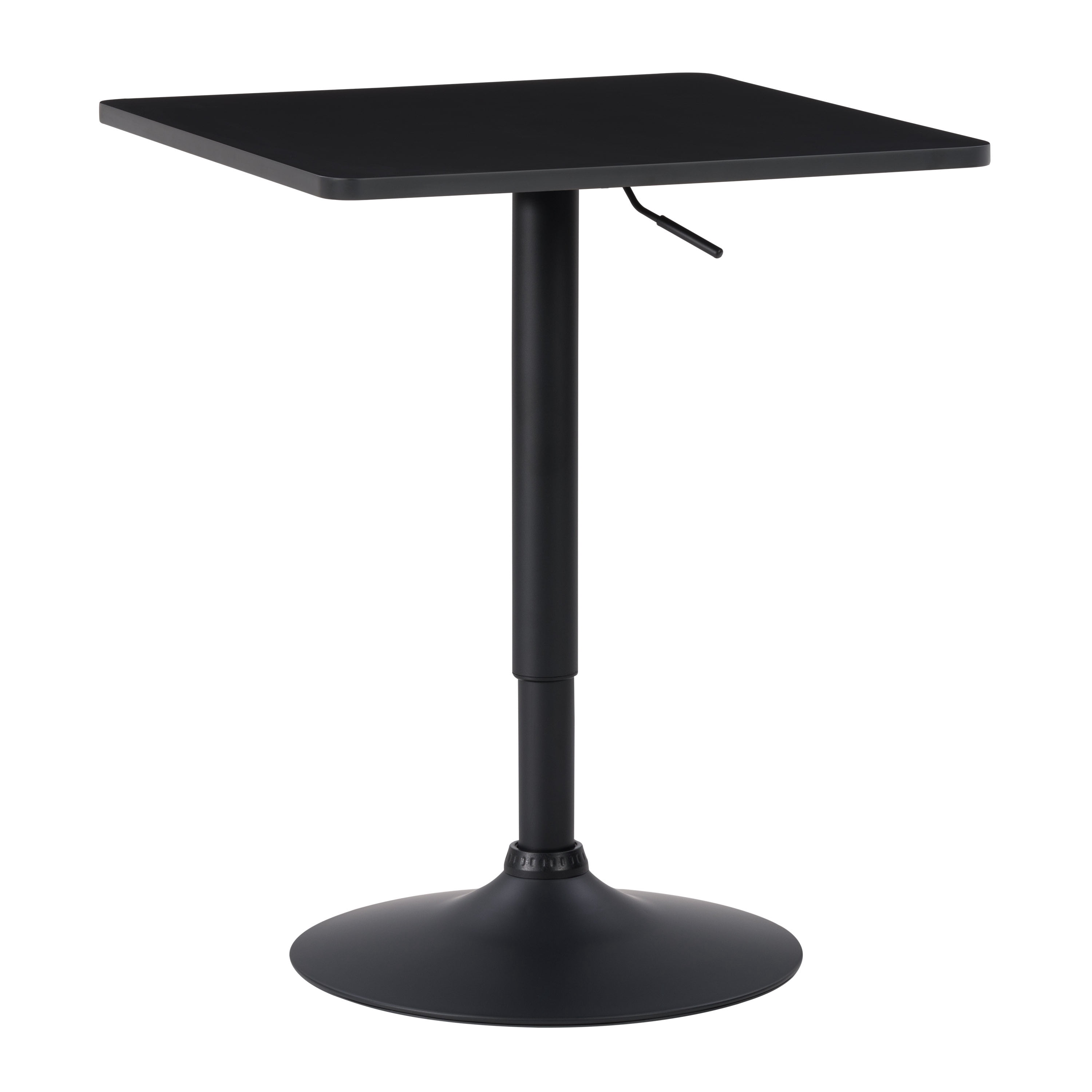 CorLiving Maya Square Engineered Wood Top Adjustable Height Swivel Bar Table with Metal Pedestal Base, Chrome/Black