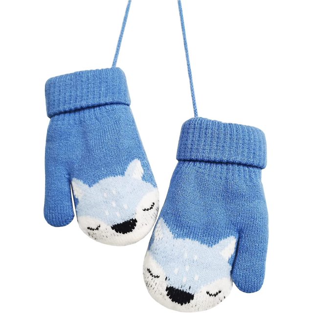 Guantes de punto para bebé Manoplas mágicas de invierno Gruesas y cálidas con forro polar Guante cálido de invierno para niños Mitones Juego de esquí Guante cálido para nieve con Str antipérdida