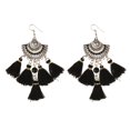 thumbnail image 2 of 1 Par de Pendientes Colgantes de Estilo étnico Vintage con Flecos Y Borlas, Regalo de Diseño Bohemio para Bodas de Cumpleaños Negro Zulema pendientes étnicos de la borla, 2 of 7