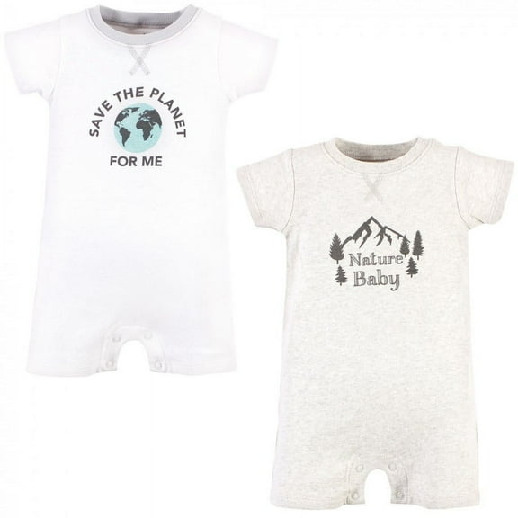Touched by Nature Unisex Baby Organic Cotton Rompers, Nature Baby, 0-3 Months