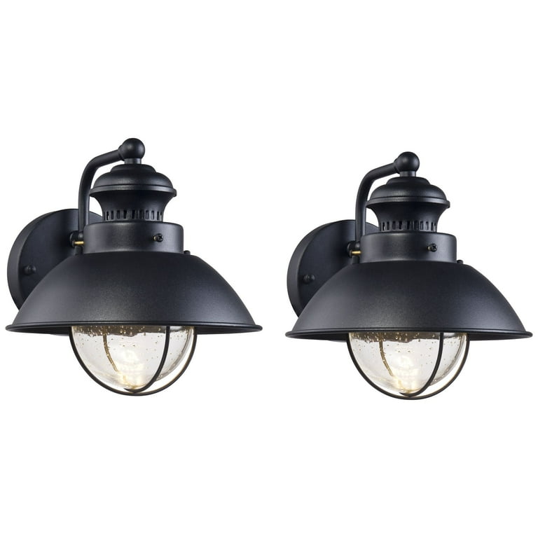 John Timberland Black Metal LED Outdoor Wall Lights, 2-Pack, Seedy