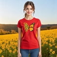 thumbnail image 3 of Blusa con Estampado de Mariposa y Girasoles – Diseño Único y Significativo Color Rojo Talla Mediana Marca Emil SaEs, 3 of 4