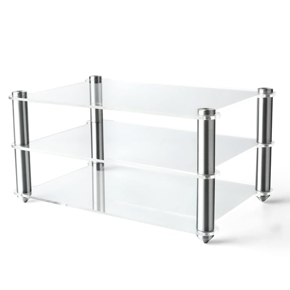KGUSS Mini 3-Layer Desktop Transparent Black Acrylic Adjustable Audio Component Rack