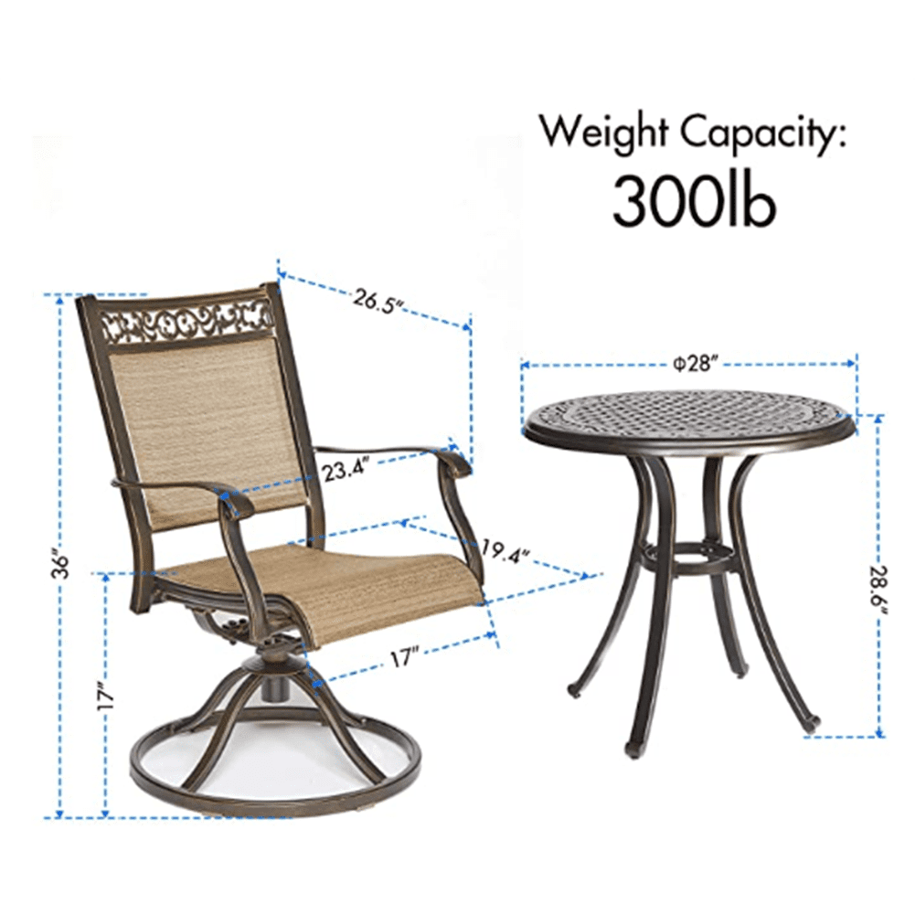Kepooman Outdoor Bistro Dining Set with Swivel Rocking Chairs for Garden Patio, Set of 3, Black Gold Kepooman Outdoor Bistro Dining Set with Swivel Rocking Chairs for Garden Patio, Set of 3, Black Gold