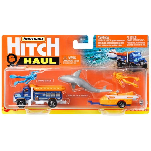 Mattel Matchbox Hitch & Haul MBX Ocean Rescue Diecast Play Vehicle, 3 - 12 Yrs, 7 Count, 7.8 oz