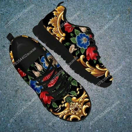 

Scarpe traspiranti per donna Sneakers piatte barocche europee Golden Star Retro calzature femminili in rete Zapatillas Mujer
