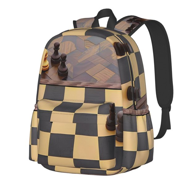 Disketp Chess Board With Pawns Mochila Escolar de Gran Capacidad y Peso Ligero, Mochila de Viaje Ideal para Escuela, Trabajo y Uso Diario, Cómoda y con Estilo