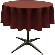 LA Linen Polyester Poplin Washable Round Tablecloth, Stain and Wrinkle Resistant Table Cover 51", Fabric Table Cloth for Dinning, Kitchen, Party, Holiday 51-Inch, Burgundy, (TCpop51R_BurgundyP17)