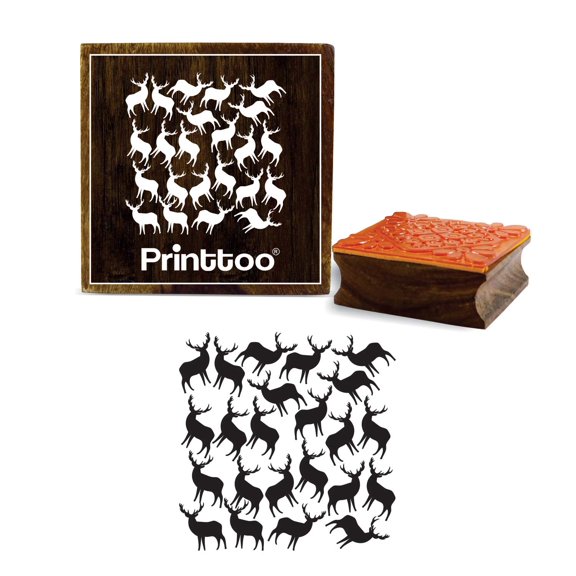 Printtoo Swamp Deers Scrap-Booking Square Brown Wooden Rubber Stamp Craft Stamps-2 x 2 Inches