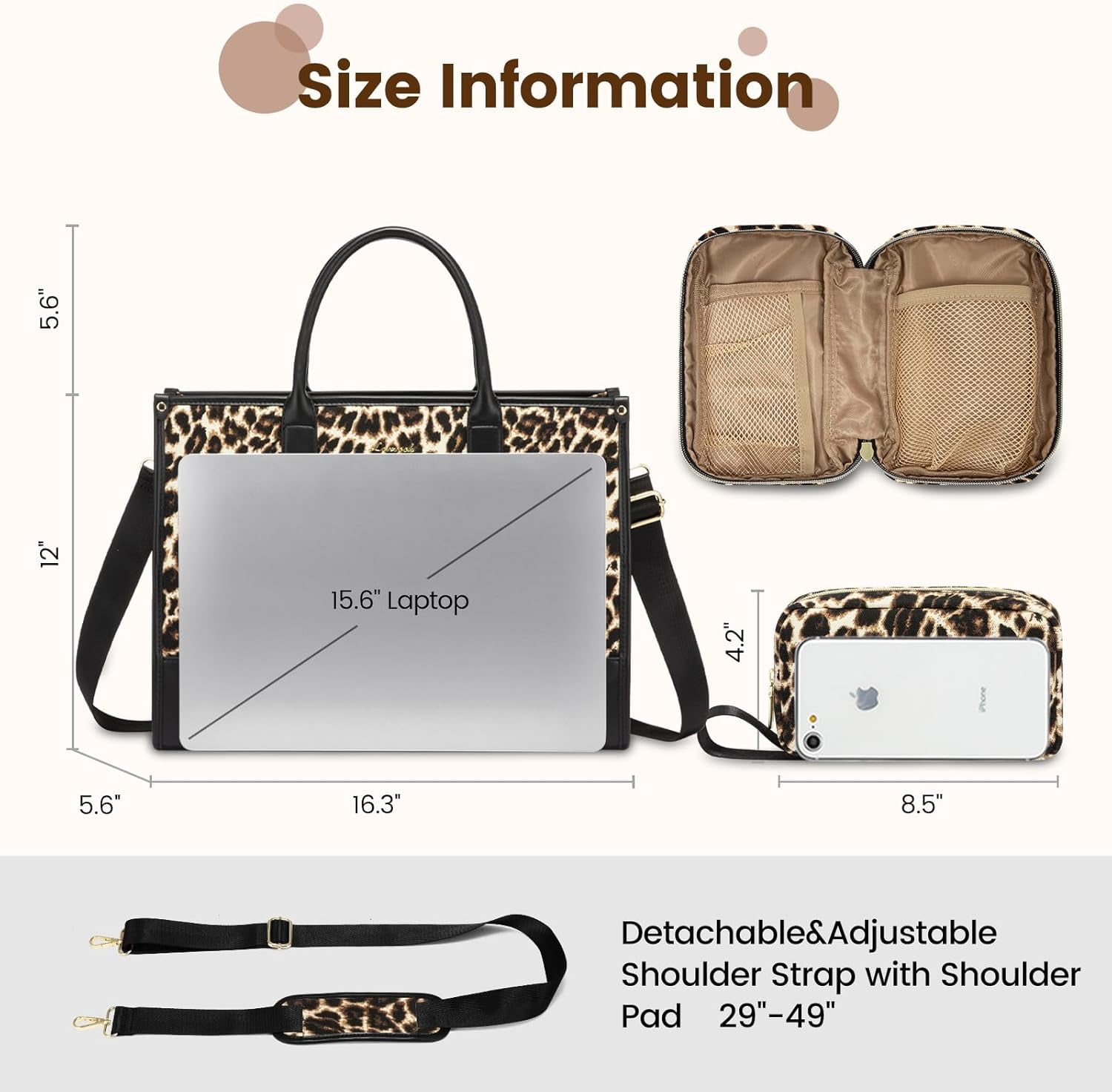 Lovevook Laptop Tote Bag for Women, Lightweight Pu Leather Work Tote Bag with Clutch Purse, Large Computer Bag Briefcase Fit for 15.6" Laptop