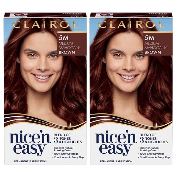 Pack of (2) Clairol Nicen Easy Permanent Hair Color, 5M Medium Mahogany Brown
