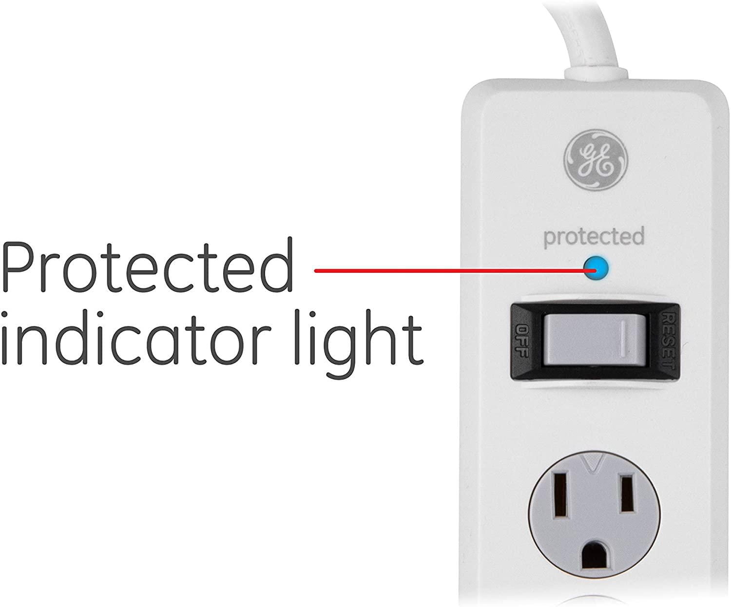 GE 6-Outlet Surge Protector, 4ft, White, 46281