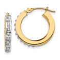 thumbnail image 1 of 14K Yellow Gold Diamond Fascination Round Hinged Hoop Earrings, 1 of 2