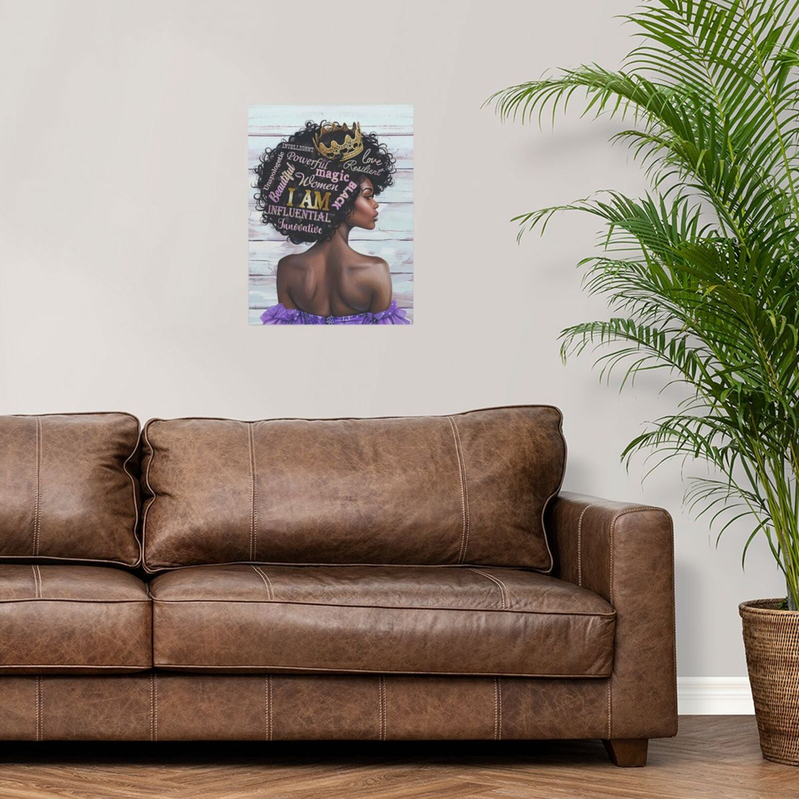 AIOE "I AM" Black Queen Empowerment Wall Art – African American Woman Affirmation Poster Unframe: 16x24in