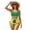 Brazilian Flag Distressed Pattern, variant on Cute Ladybug Print High Waisted Bikini Set - Halter Crisscross Back 2 Piece Swimsuit with Drawstring Sides for Summer Beach & Pool Vacations