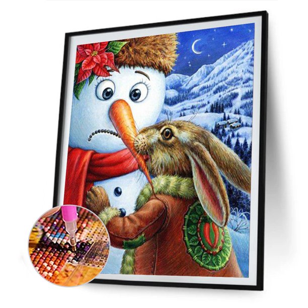 Cuadros Decorativos 5D DIY taladro redondo completo pintura de diamante conejo muñeco de nieve mosaico dibujo de diamantes de imitación Tmvgtek embutido en tela