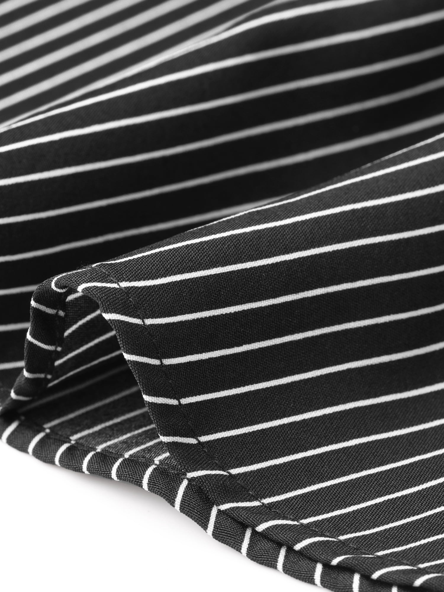 DARING DIVA Women's Lapel Striped Collared Tie Waist Button Down Work Dresses S Black