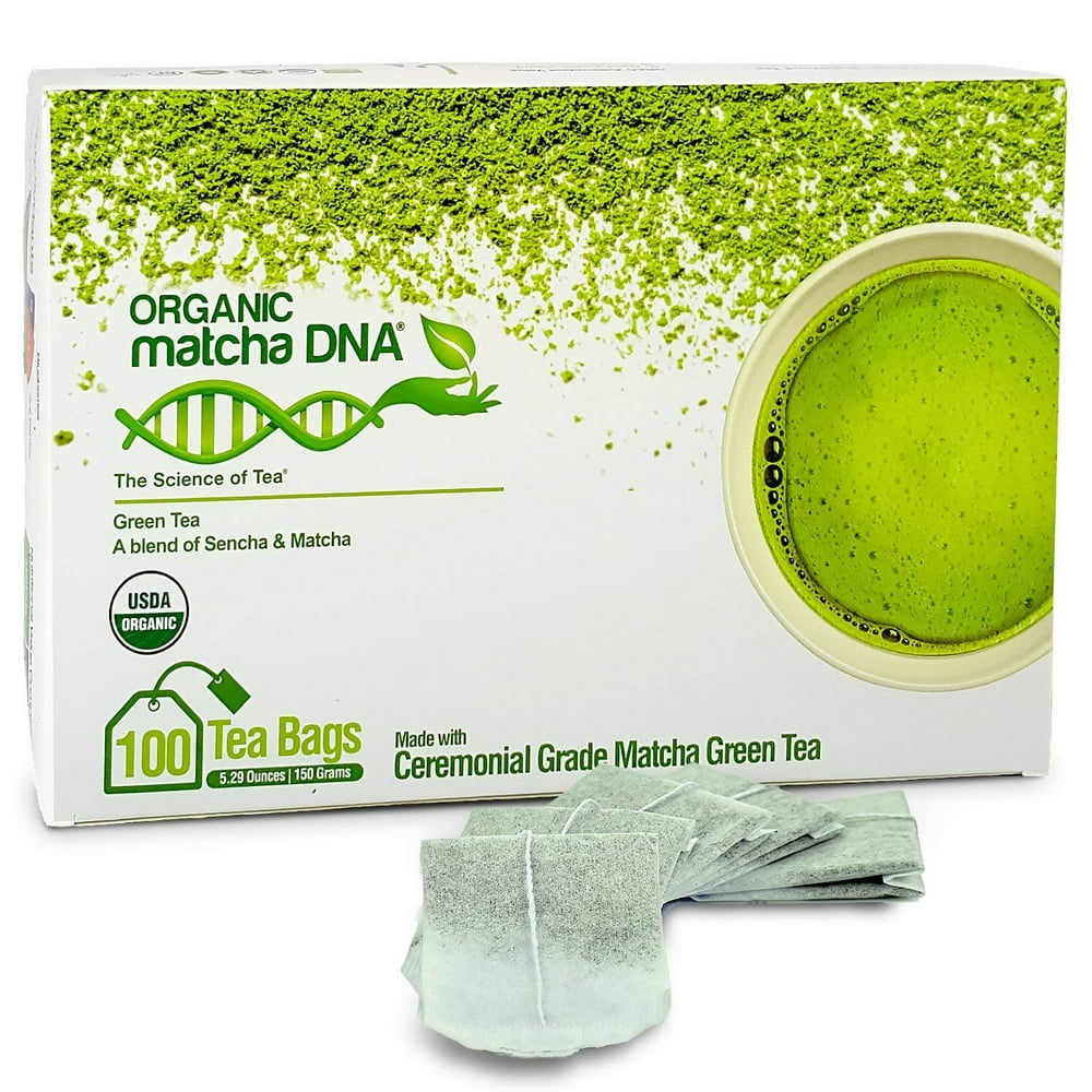 Matcha Teabags MatchaDNA Certified Organic Matcha Green Tea 100 Tea