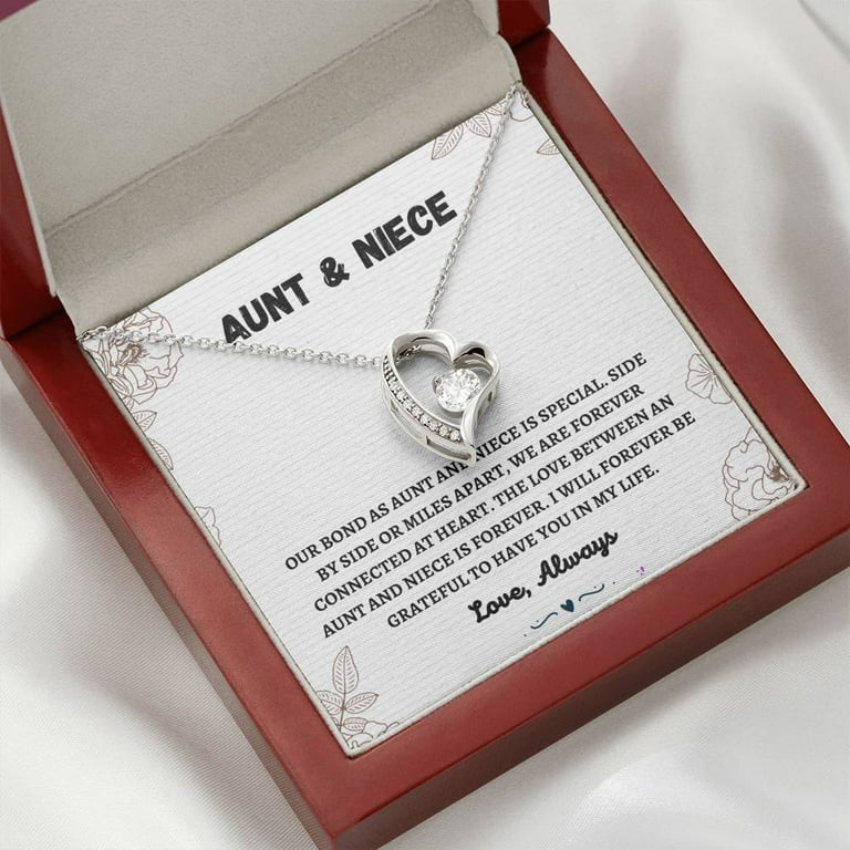 Gifts for Aunt from Niece Nephew, Small Heart Necklace w Badass Auntie  Quote Card, Gifts for Auntie, Birthday Gift for Best Aunt Ever, Cool Aunt