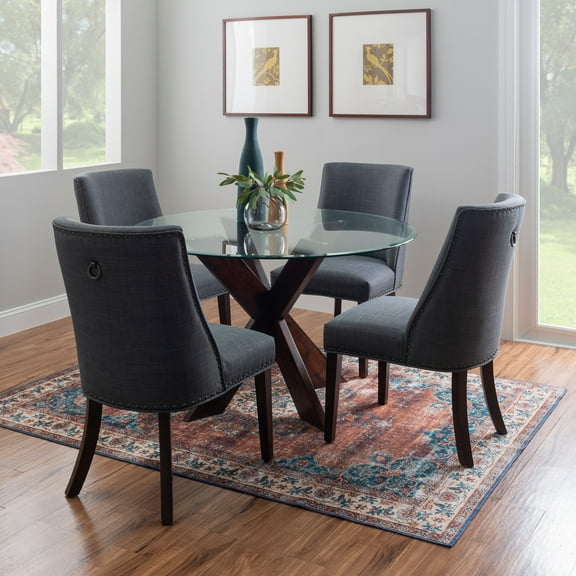 Powell Augusta 5-Piece Dining Set, Espresso/Gray