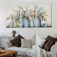thumbnail image 2 of Nawypu Flowers Canvas Wall Art for Living Room Wall Decor Indigo Floral in Jar Canvas Painting Pictures Vintage Botanical Flower Bottle Canvas Artwork for Home Wall Decorations 12''x16''X3 Panels, 2 of 4