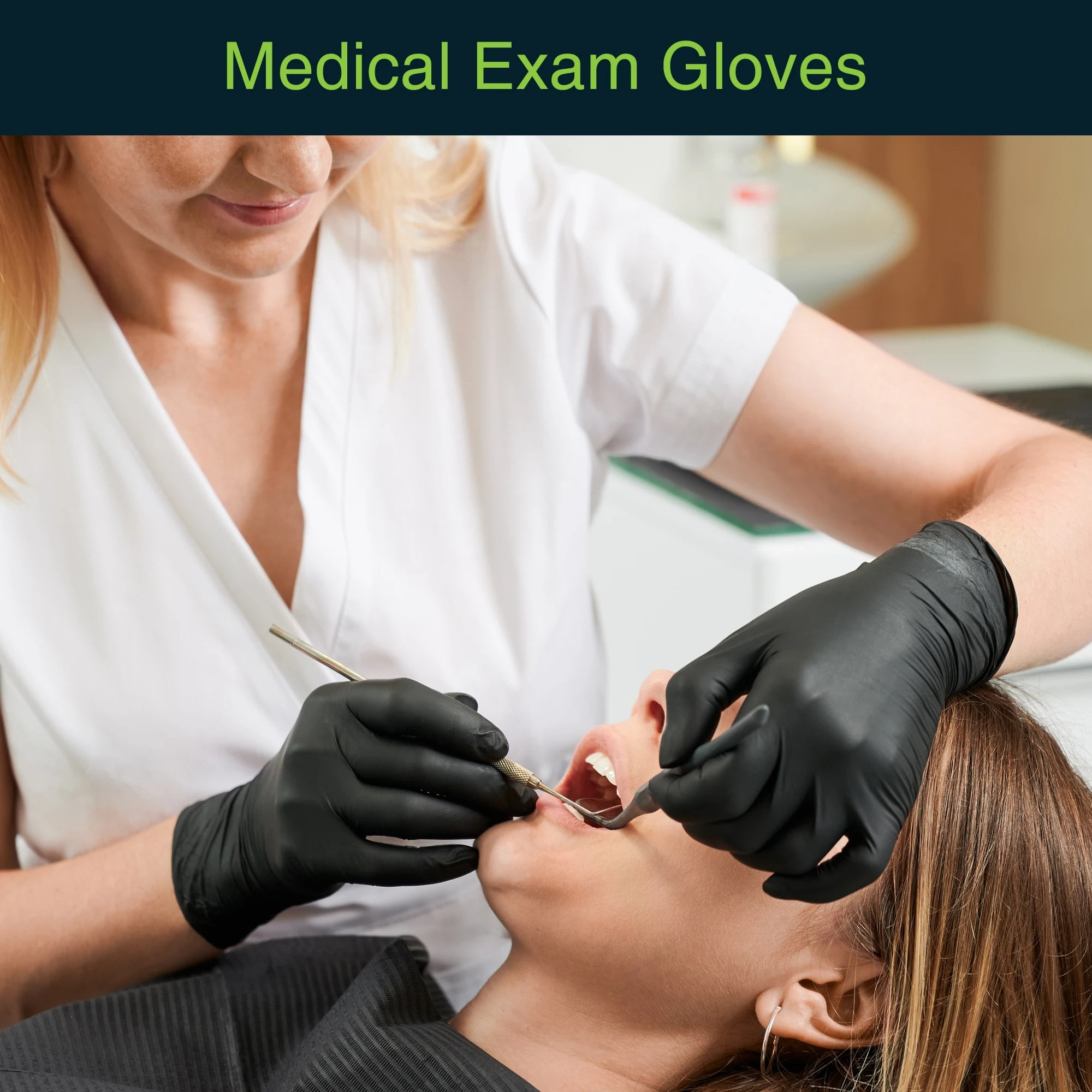 Fifth Pulse Vinyl Exam Latex Free Gloves - Black - 2 Boxes of 100 Gloves - 200 Total (Large)