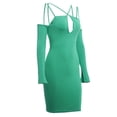 thumbnail image 2 of SAYOO Vestido ajustado de manga larga para mujer, correa de espagueti ahuecada Color sólido Cremallera trasera Fiesta de noche Club Boda de una sola pieza SAYOO S M L, 2 of 9