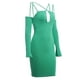 thumbnail image 2 of VISgogo Vestido ajustado de manga larga para mujer, correa de espagueti ahuecada Color sólido Cremallera trasera Fiesta de noche Club Boda de una sola pieza VISgogo moda, 2 of 8