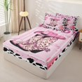 thumbnail image 2 of Erosebridal Western Leopard Cowboy Boot Zipper Twin Comforter Sets with Fitted Sheet and 2 Pillowcases,Cute Cowgirl Stars Cactus Zipper Bedding Set For Girls,Pink Reversible,4 Pieces, 2 of 7