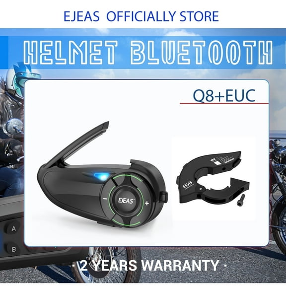 EJEAS Q8 Motorcycle Bluetooth Intercom Mesh 3.0 6Rider Bluetooth Headset with Remote Control EUC Handle