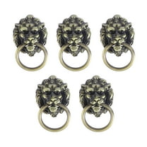 5 Pcs Handle Antique Cabinet Knobs Drawer Pulls Handles Lion Head Pulling Brass Ring Dresser Wardrobe