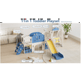 thumbnail image 4 of 11 in 1 Outdoor/Indoor Toddler Slide, Baby Slide Playground with Basketball Hoop and Extra Long Aisle, Toddler Playset with Swing and Ladder, Kids Slide for Toddlers Age 1-4, Blue and Yellow, 4 of 9
