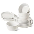 thumbnail image 3 of LE TAUCI 12-Piece Ceramic Dinnerware Set for 4, Kitchen Plates and Bowls Set, Durable White Dinner Set, Microwave & Dishwasher Safe Tableware, 3 of 13