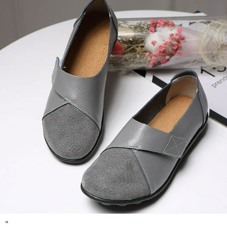 XDDST Flat Shoes for Women Flat Loafers for Women Casual Slip On Dress Loafers Womens Comfortable Leather Driving Shoes Outdoor Walking Shoes