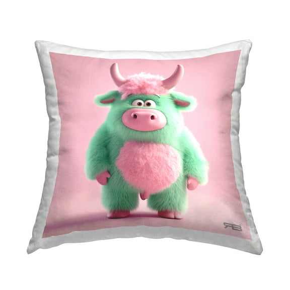 Stupell Industries Silly Green Cow Decorative Printed Throw Pillow Design by RB.