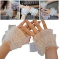 thumbnail image 2 of Sequins Wrist Cuffs Detachable Elegant Wristband Flared Tulle Ruffled False Bowknot Cuffs Sweater Wristband, 2 of 15