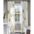 thumbnail image 4 of Yellow Spring Floral Sheer Curtains 63 Inch Length 2 Panels Set for Living Room/Bedroom, Summer Flowers Botanical Elegant Kitchen Curtains Grommet Semi-Sheer Curtains Window Treatments 42"x63"x2, 4 of 7