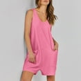 thumbnail image 7 of Diufon Knit Womens Shorts Rompers V Neck Sleeveless Bodysuits Solid Color Playsuits with Pockets, 7 of 7