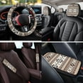 thumbnail image 4 of KUIFORTI Brown Aztec Car Seats Covers Set of 14 with Auto Center Console Armrest Pad Car Headrest Covers Steering Wheel Covers Seat Belt Pads Cars Cup Coasters for Most Cars, 4 of 7