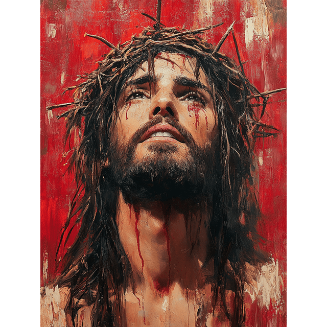 Qisvanset 12x16 Inch Jesus Portrait Canvas Wall Art, Religious Painting Faith Home Decor Baptism Gift
