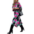 thumbnail image 2 of Women's Casual Dress Colorful Geometric Print Long Sleeve Half Turtleneck Loose Long Dress, 2 of 9