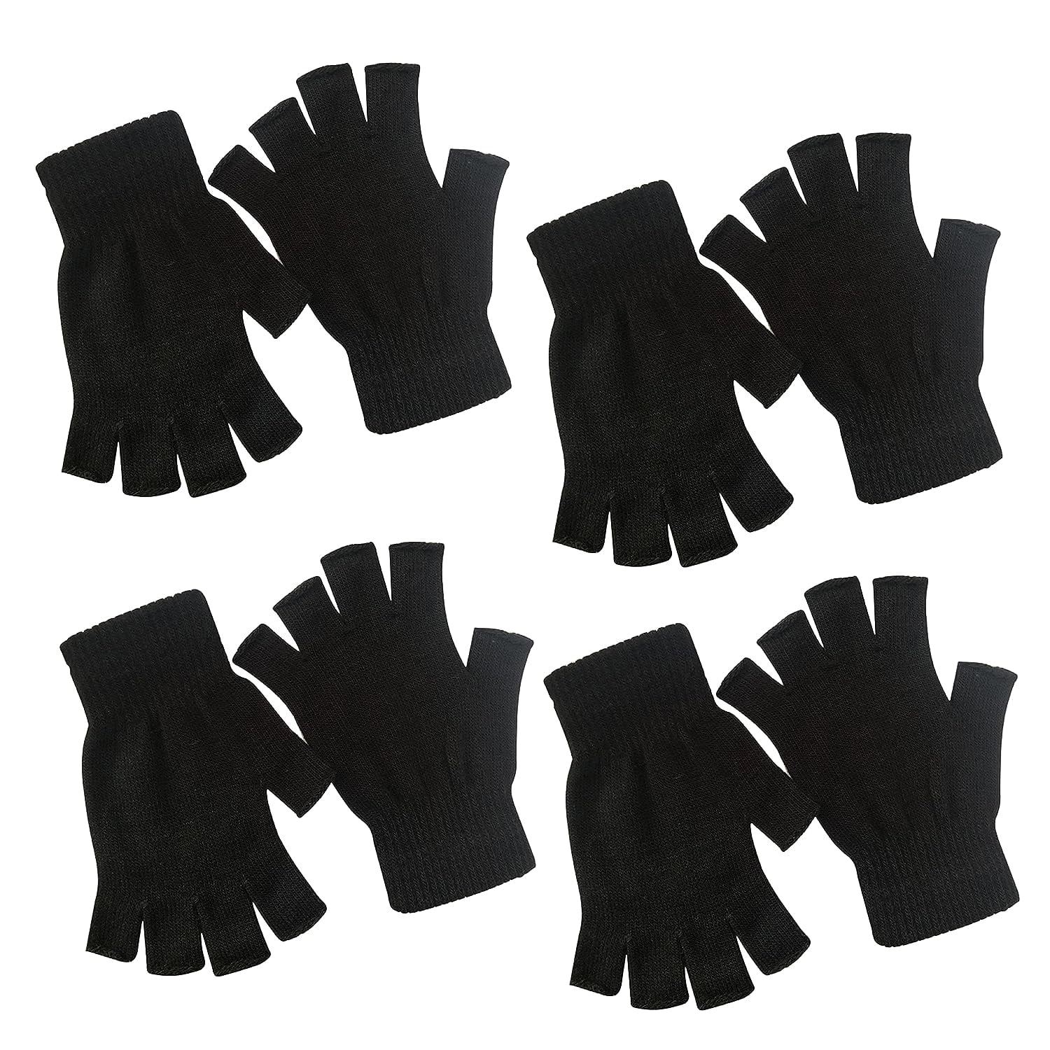 Holzlrgus 4 Pairs Half Finger Gloves Winter Knit Touchscreen Warm