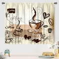 thumbnail image 4 of Coffee Curtains for Kitchen,Rustic Vintage Latte Cappuccino Cafe Theme Curtains Farmhouse Cafe Beans Drink Brown Window Treatment for Bedroom Living Room Bathroom 2 Panels,84X63 Inch, 4 of 5