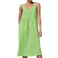 thumbnail image 1 of B91xZ 2024 Robes pour Femmes V-Cou Sans Manches Été Oversized une Seule Pièce Mini Robe Tendance pour Femmes, Vert M, 1 of 5