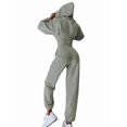 thumbnail image 3 of Women 2 Piece Outfits Zip Up Crop Hoodies SweatPants Lounge Matching Sweat Set Winter Trendy Clothes Light Green S, 3 of 10