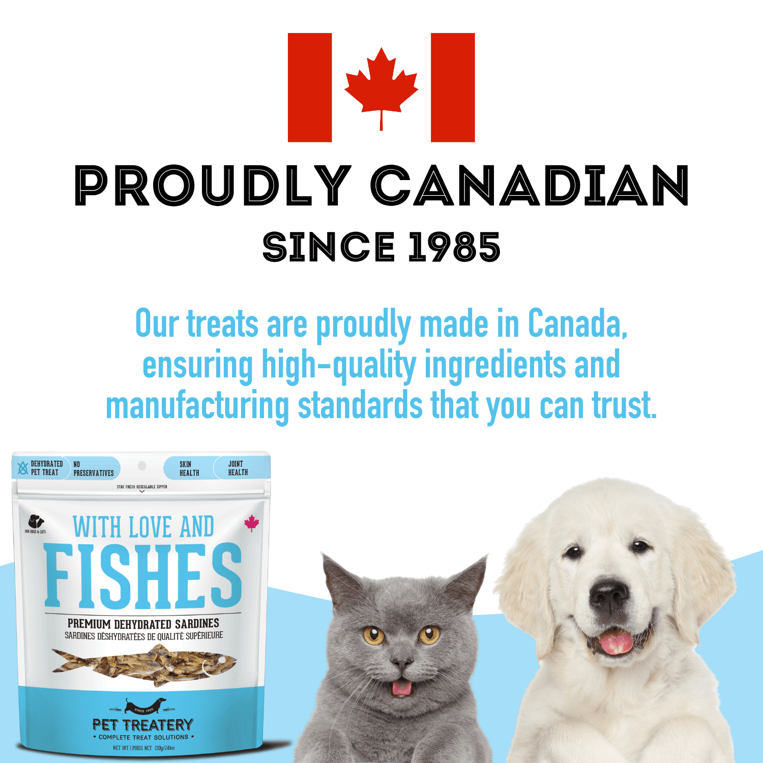 The Granville Island Pet Treatery Pure Proteins with Love and Fishes Sardine Treats for Dogs & Cats, 210 Gram